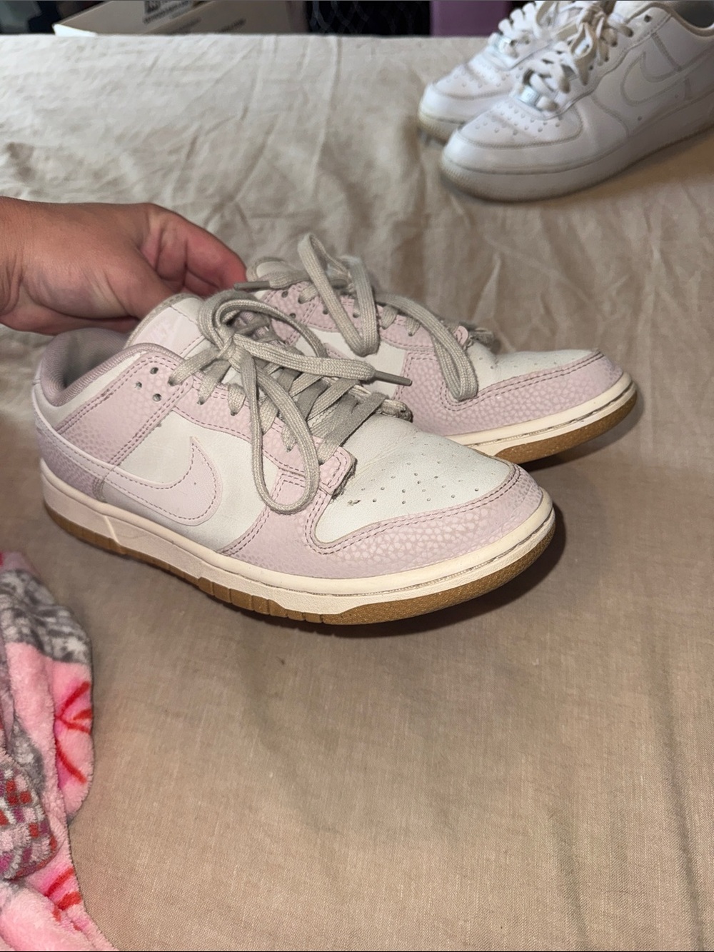 Nike Women’s Low-Top Sneakers in Pale Pink and White